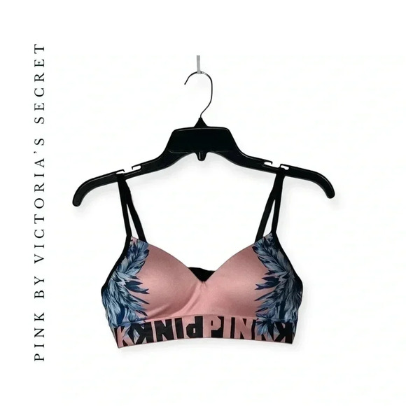 1813. PINK BY VICTORIA’S SECRET COOL & COMFY WIRELESS BRA TROPICAL PRINT SIZE SM - Picture 1 of 7